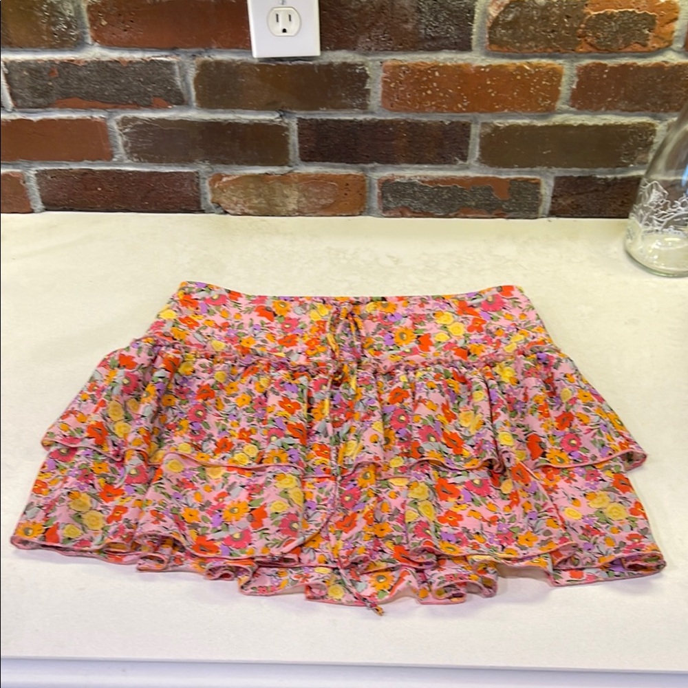 Floral Ruffle Mini Skirt